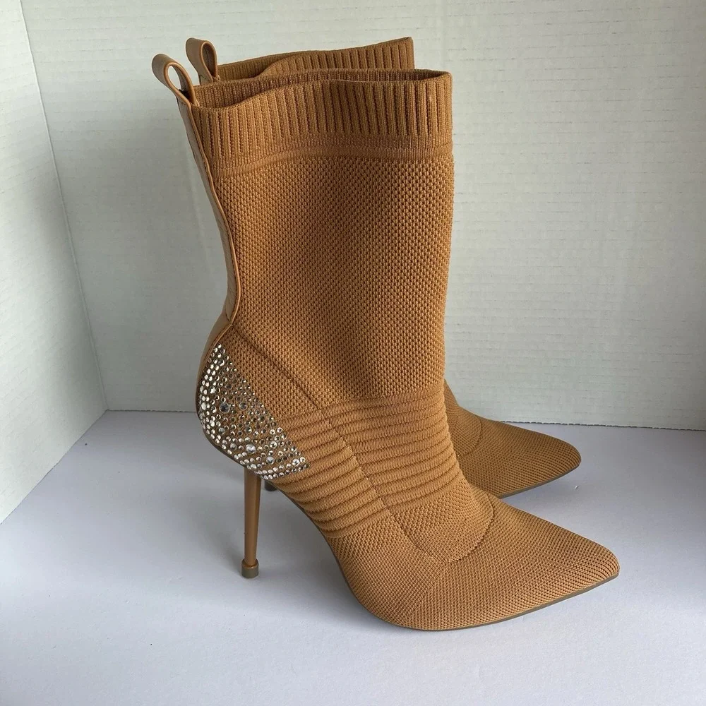 Ladies Pointed‎ Toe Stiletto Ankle Boots Sexy Women Stretch Elastic Sock Booties